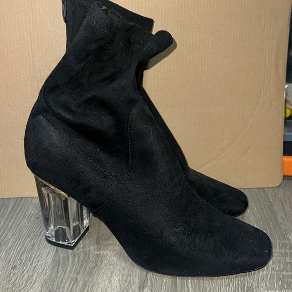 Public Desire Shoes Sale Black Suede Boots With Clear Heel Poshmark